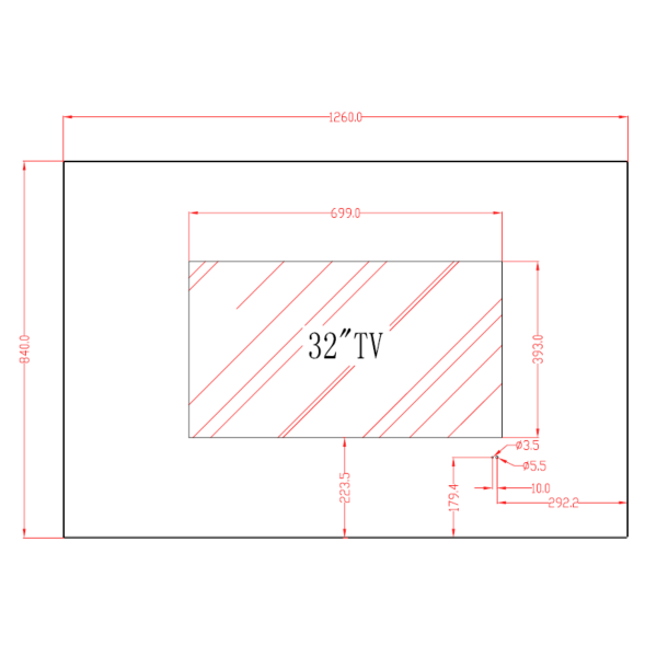 Inbouw TV 32" BigSplash ABI32B 126 x 84 cm